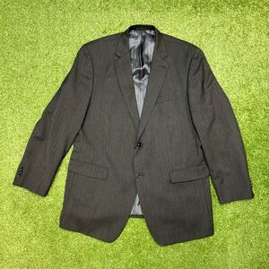 Michael Kors Blazer Men 46L Gray White Pinstripe Perry Ellis Portfolio Jacket